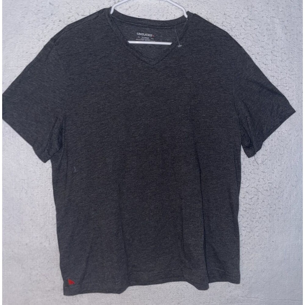 UNTUCKit Bussola Mens XL Dark Heather Gray Short Sleeve V-Neck T-Shirt Ribbed